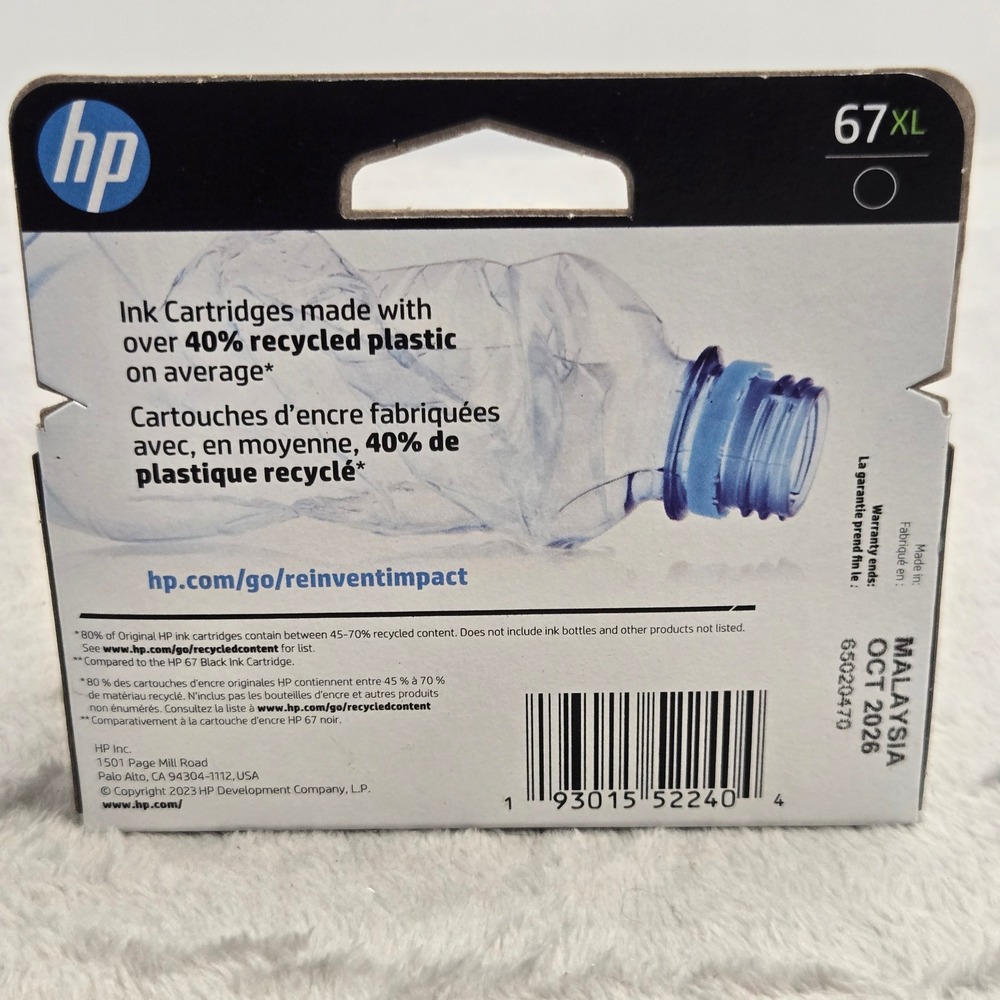 HP 67XL High Yield Black Original Ink Cartridge 3YM57AN Exp Oct 2026 NEW - Picture 2 of 3